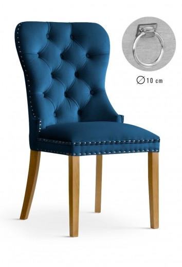 Scaun tapitat cu stofa si picioare din lemn, Madame II Velvet Bleumarin / Stejar, l56xA62xH98 cm