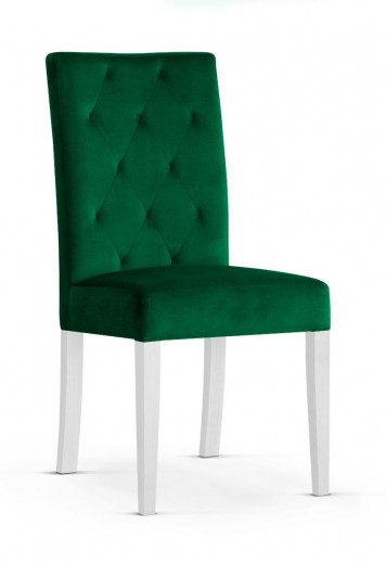 Scaun tapitat cu stofa si picioare din lemn, Orlando Verde / Alb, l46xA65xH102 cm