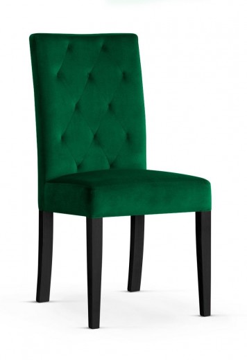 Scaun tapitat cu stofa si picioare din lemn, Orlando Verde / Negru, l46xA65xH102 cm