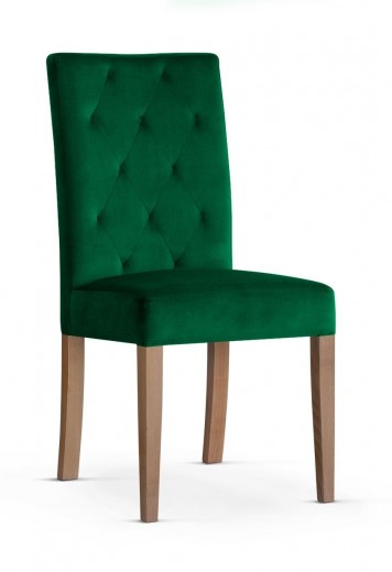 Scaun tapitat cu stofa si picioare din lemn, Orlando Verde / Stejar, l46xA65xH102 cm