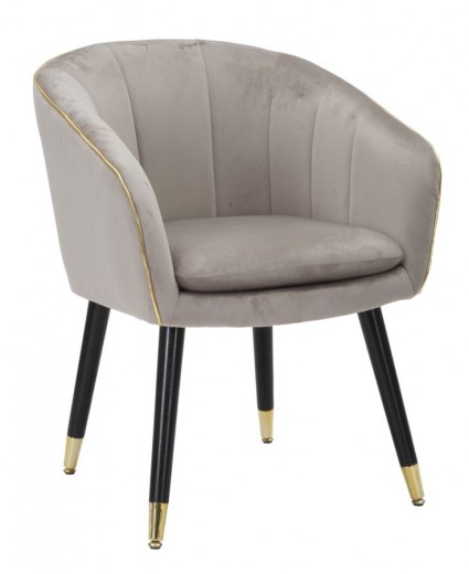 Scaun tapitat cu stofa si picioare din lemn, Paris Gri / Negru / Auriu, l62xA58xH78 cm