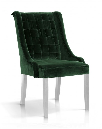 Scaun tapitat cu stofa si picioare din lemn, Prince Velvet Verde / Alb, l63xA73xH102 cm