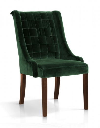 Scaun tapitat cu stofa si picioare din lemn, Prince Velvet Verde / Nuc, l63xA73xH102 cm