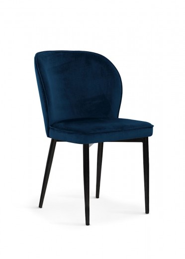 Scaun tapitat cu stofa si picioare metalice, Aine Velvet Bleumarin / Negru, l54xA60xH87 cm