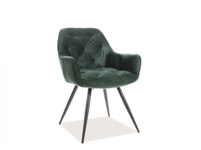 Scaun tapitat cu stofa si picioare metalice Clyde Velvet Verde / Negru, l57xA58xH87 cm