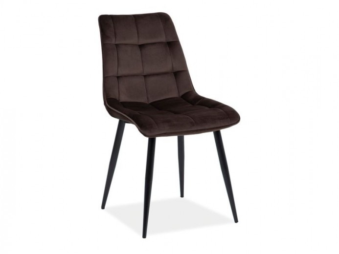 Scaun tapitat cu stofa si picioare metalice, Chase Velvet Maro / Negru, l50xA58xH88 cm