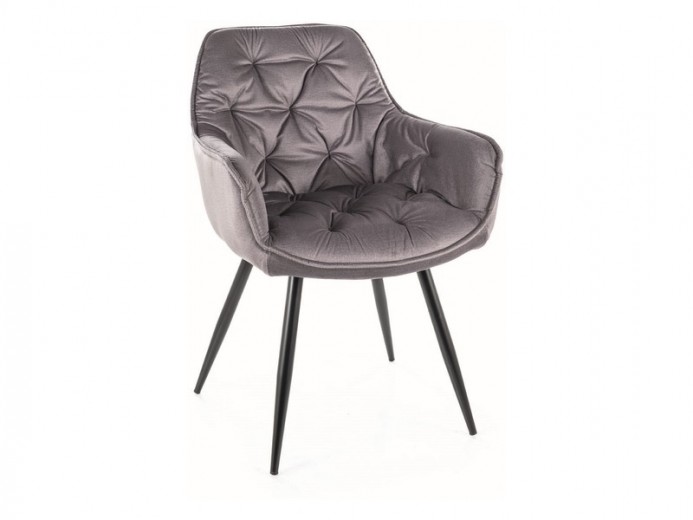 Scaun tapitat cu stofa si picioare metalice Clyde Monolith Velvet Gri Deschis / Negru Mat, l57xA58xH87 cm