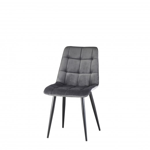 Scaun tapitat cu stofa si picioare metalice Coral Velvet Gri / Negru, l51xA44xH89 cm