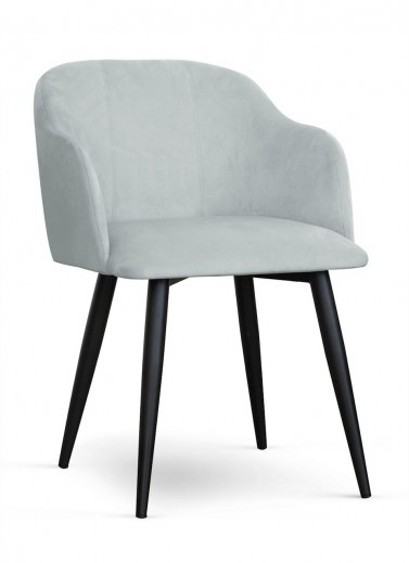 Scaun tapitat cu stofa si picioare metalice, Danez Velvet Argintiu / Negru, l55xA63xH78 cm