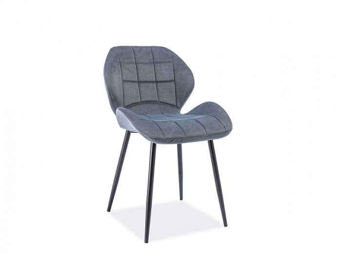 Scaun tapitat cu stofa si picioare metalice, Haley Grafit / Negru, l51xA56xH81 cm