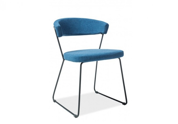 Scaun tapitat cu stofa si picioare metalice Helga Albastru / Negru, l53xA46xH77 cm