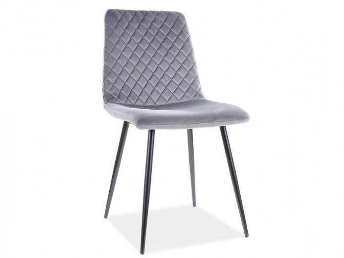 Scaun tapitat cu stofa si picioare metalice, Irinane Velvet Gri / Negru, l46xA53xH84 cm