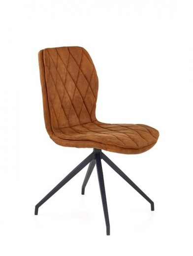 Scaun tapitat cu piele ecologica si picioare metalice Kai-237 Maro / Negru, l49xA62xH90 cm