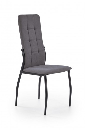 Scaun tapitat cu stofa si picioare metalice Kai-334 Gri Inchis / Negru, l45xA54xH103 cm