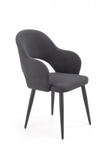 Scaun tapitat cu stofa si picioare metalice, Kai-364 Velvet Gri / Negru, l55xA55xH88 cm