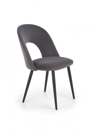 Scaun tapitat cu stofa si picioare metalice, Kai-384 Velvet Gri / Negru, l54xA57xH84 cm