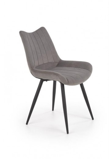 Scaun tapitat cu stofa si picioare metalice Kai-388 Velvet Gri / Negru, l53xA61xH87 cm
