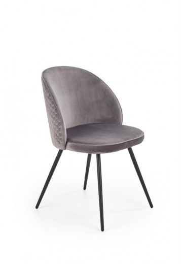 Scaun tapitat cu stofa si picioare metalice, Kai-395 Velvet Gri / Negru, l51xA57xH79 cm