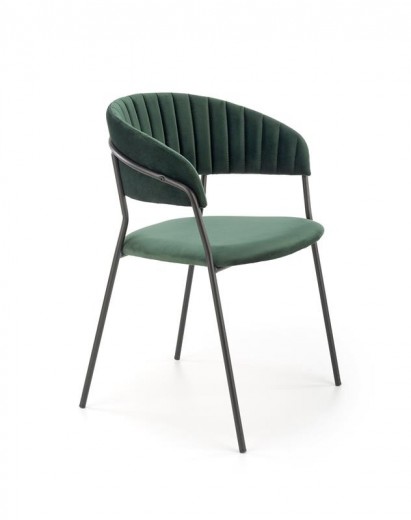 Scaun tapitat cu stofa si picioare metalice, Kai-426 Velvet Verde inchis / Negru, l57xA54xH79 cm