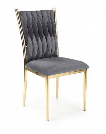 Scaun tapitat cu stofa si picioare metalice Kai-436 Velvet Gri / Auriu, l48xA55xH94 cm