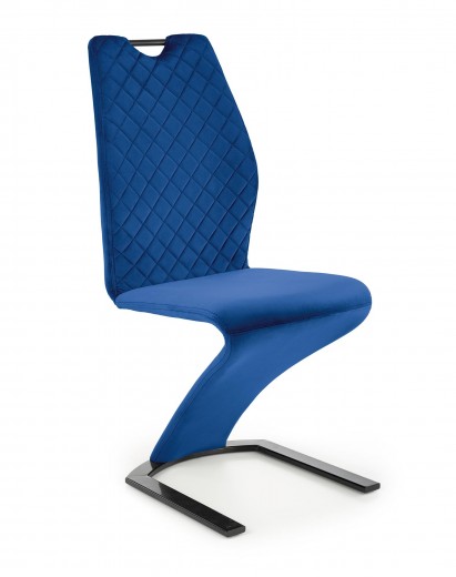 Scaun tapitat cu stofa si picioare metalice, Kai-442 Velvet Bleumarin / Negru, l46xA61xH102 cm