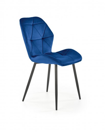 Scaun tapitat cu stofa si picioare metalice, Kai-453 Velvet Bleumarin / Negru, l48xA53xH86 cm