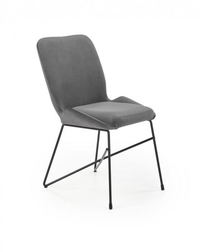 Scaun tapitat cu stofa si picioare metalice, Kai-454 Velvet Gri / Negru, l46xA55xH83 cm