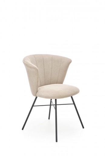 Scaun tapitat cu stofa si picioare metalice, Kai-459 Bej / Negru, l60xA59xH79 cm
