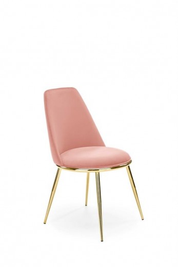 Scaun tapitat cu stofa si picioare metalice, Kai-460 Velvet Roz / Auriu, l49xA54xH84 cm