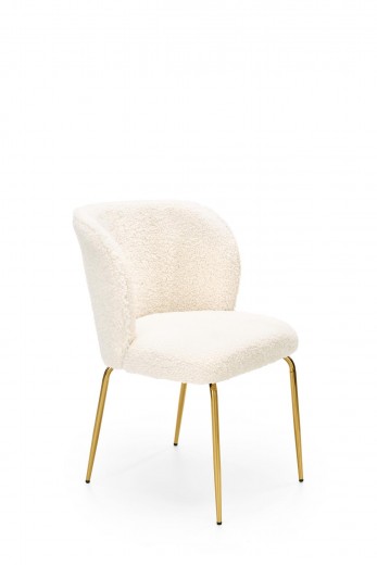 Scaun tapitat cu stofa si picioare metalice, Kai-474 Crem / Auriu, l54xA64xH80 cm