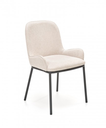 Scaun tapitat cu stofa si picioare metalice, Kai-481 Bej / Negru, l54xA60xH83 cm