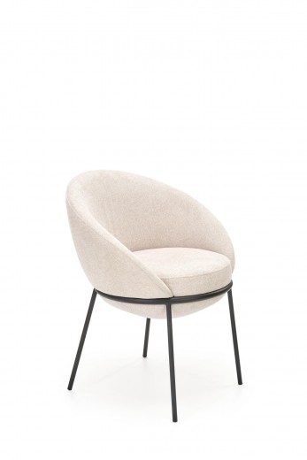 Scaun tapitat cu stofa si picioare metalice, Kai-482 Bej / Negru, l61xA59xH78 cm