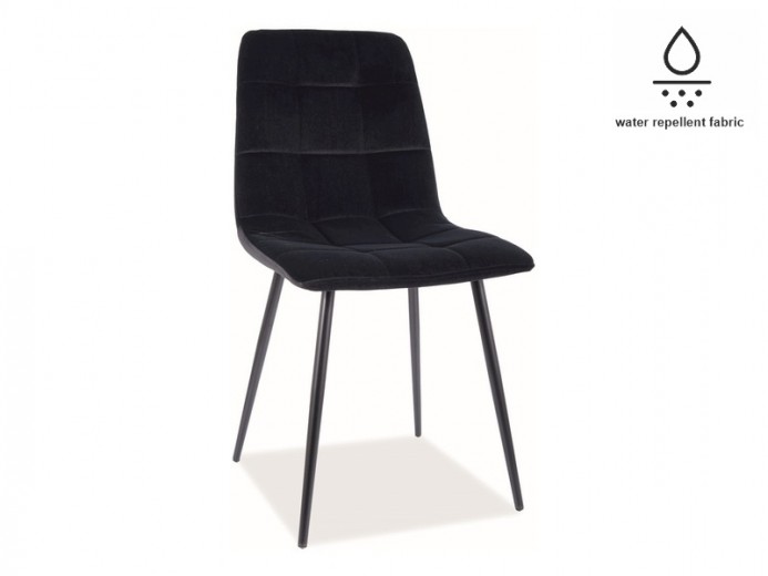 Scaun tapitat cu stofa si picioare metalice Miley Matt Velvet Negru, l45xA53xH86 cm