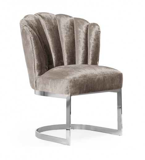 Scaun tapitat cu stofa si picioare metalice, Monaliza Velvet Bej / Argintiu, l70xA73xH91 cm