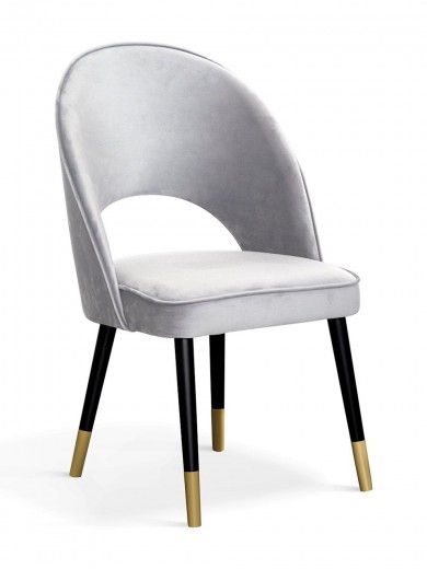 Scaun tapitat cu stofa si picioare metalice, Ponte II Velvet Argintiu / Negru / Auriu, l54xA63xH88 cm