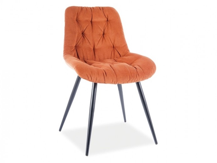 Scaun tapitat cu stofa si picioare metalice, Pasha Caramiziu / Negru, l49xA43xH84 cm