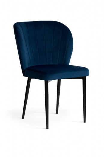 Scaun tapitat cu stofa si picioare metalice, Shelly Velvet Bleumarin / Negru, l53xA57xH88 cm