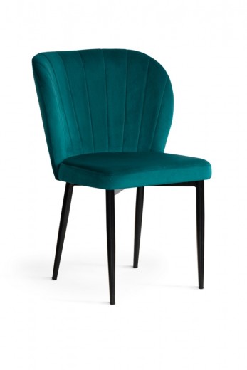 Scaun tapitat cu stofa si picioare metalice, Shelly Velvet Turcoaz / Negru, l53xA57xH88 cm