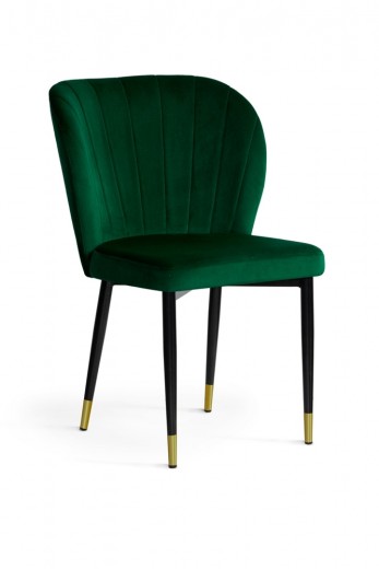 Scaun tapitat cu stofa si picioare metalice, Shelly Velvet Verde / Negru / Auriu, l53xA57xH88 cm