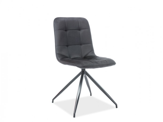 Scaun tapitat cu stofa si picioare metalice, Telmo Velvet Negru, l47xA42xH86 cm