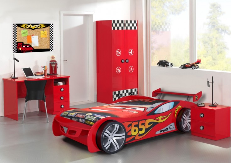 Set Mobila dormitor din MDF, pentru copii 3 piese Le Mans Red