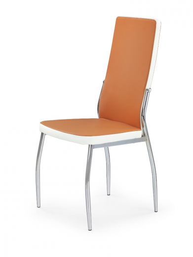 Scaun tapitat cu piele ecologica, cu picioare metalice Kai-210 Orange / White, l42xA42xH100 cm