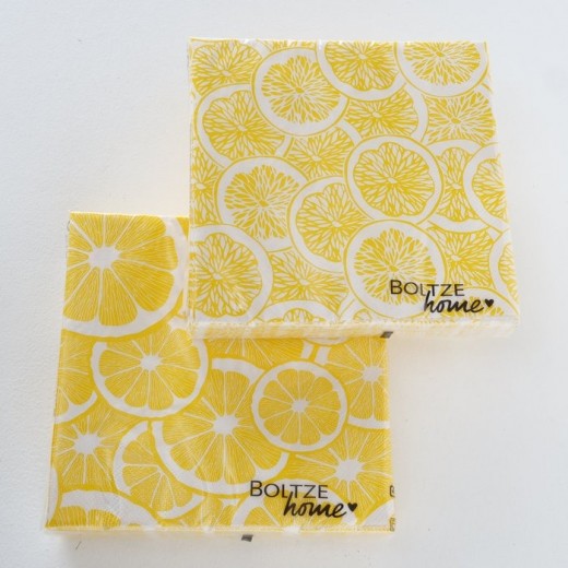 Set 2 Pachete de Servetele de hartie Lemon Galben / Alb, Modele Asortate, 17 x 17 cm