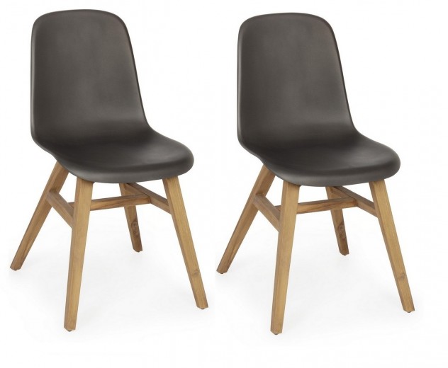 Set 2 scaune din fibra de sticla cu picioare din lemn Talis Matt Antracit / Natural, l46xA60xH85 cm