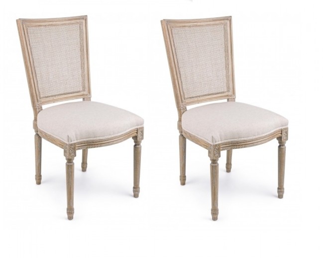 Set 2 scaune din lemn de frasin, cu sezut tapitat cu stofa Liliane Bej, l48xA65xH96 cm