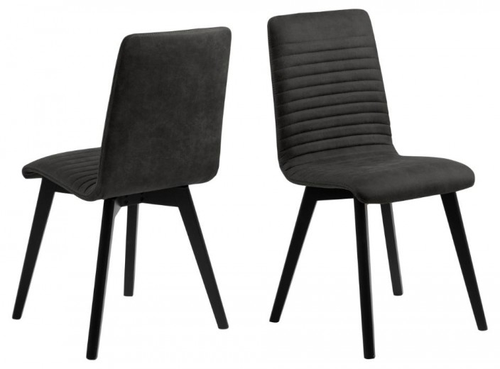 Set 2 scaune tapitate cu stofa si picioare din lemn Arosa Antracit / Negru, l42xA43xH90 cm