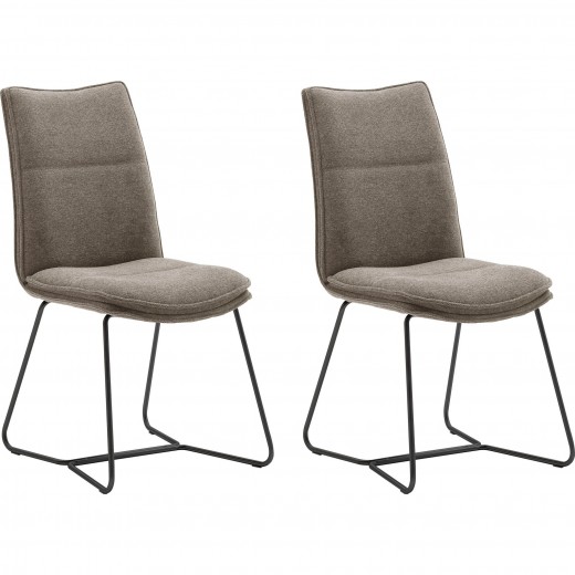 Set 2 scaune tapitate cu stofa si picioare metalice, Hampton I Capuccino / Negru, l48xA65xH94 cm