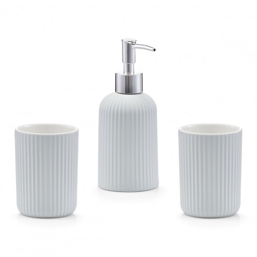 Set 3 accesorii pentru baie din ceramica, Grey