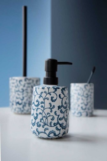 Set 3 accesorii pentru baie, din ceramica, Mirabello Alb / Albastru