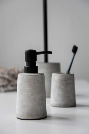 Set 3 accesorii pentru baie, din ciment, Villena Gri